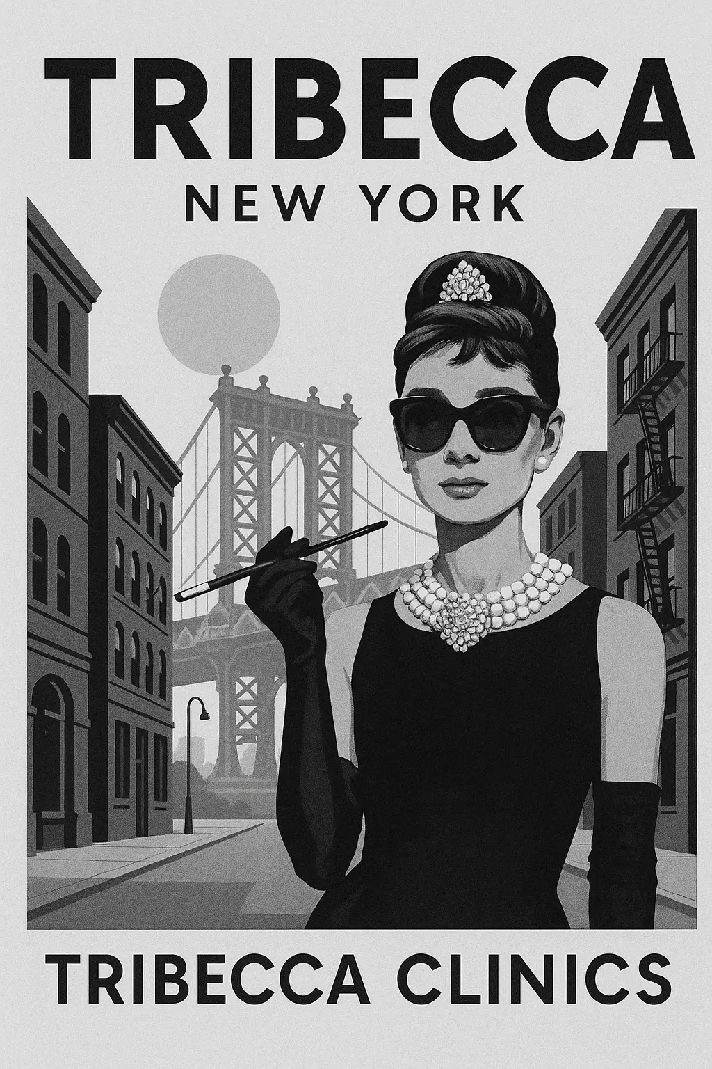 Póster Tribecca New York con el puente de Manhattan